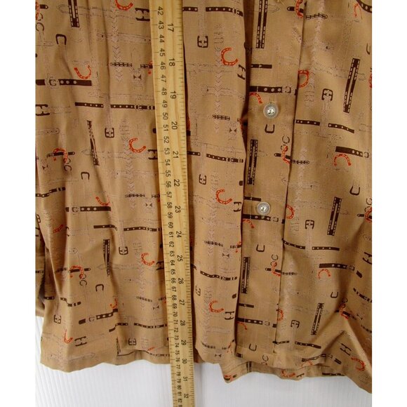 VINTAGE Gino Paoli Shirt Large Button Down Equestrian Horses 90s 80s - Picture 4 of 10